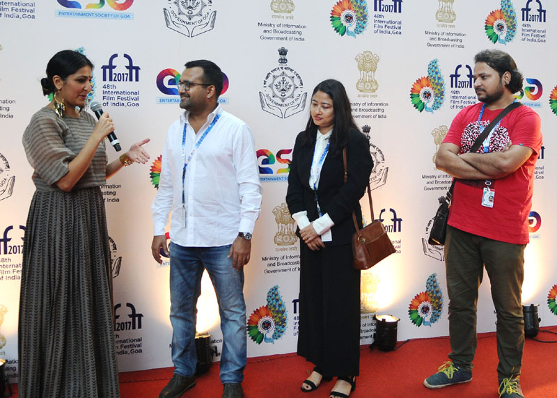 Director Sanjay Patel (Canada-India) and cast & crew of the film UNION LEADER, at the Red Carpet, during the 48th International Film Festival of India