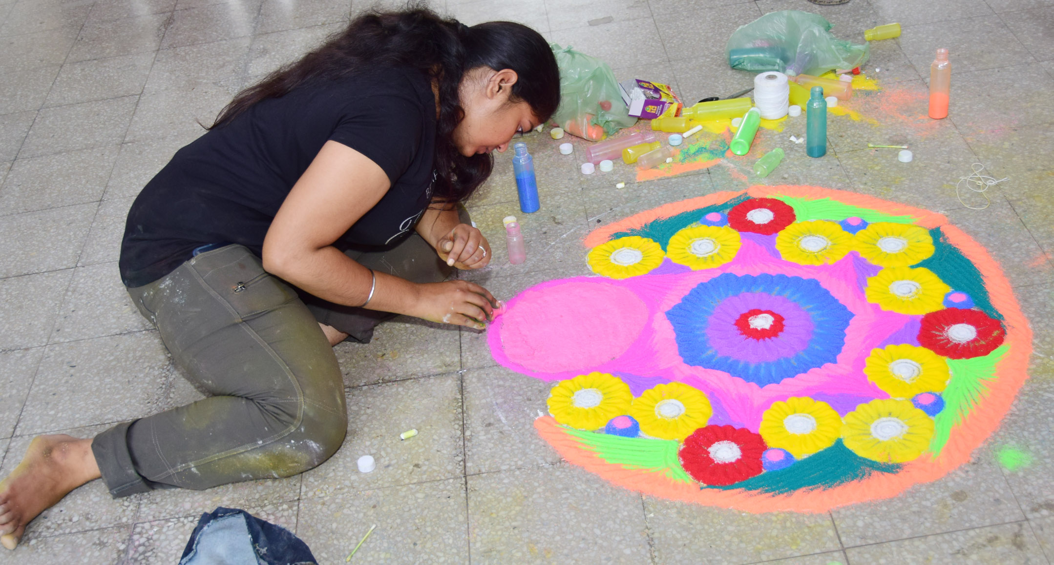 On the Spot Painting, Installation and Rangoli Making competition at Veterinary Varsity in 9th Youth festival