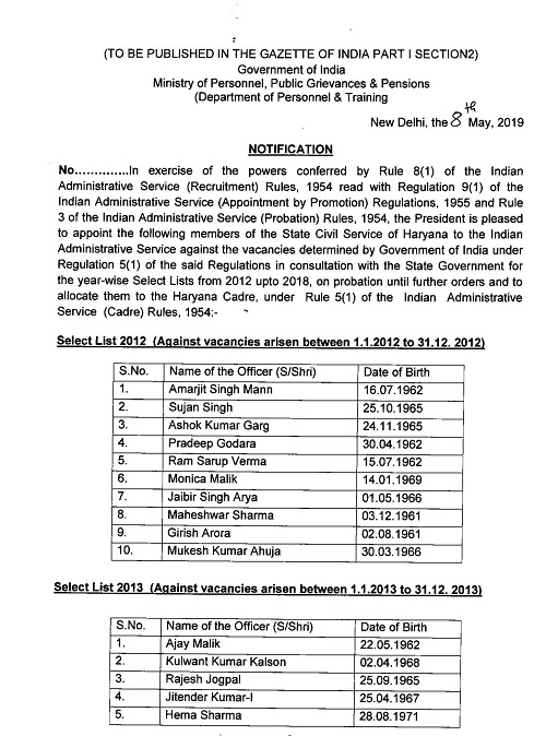 38 HCS officers promoted to IAS