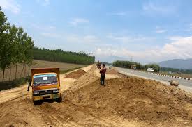 Construction work starts of emergency airstrip in Kashmir. 