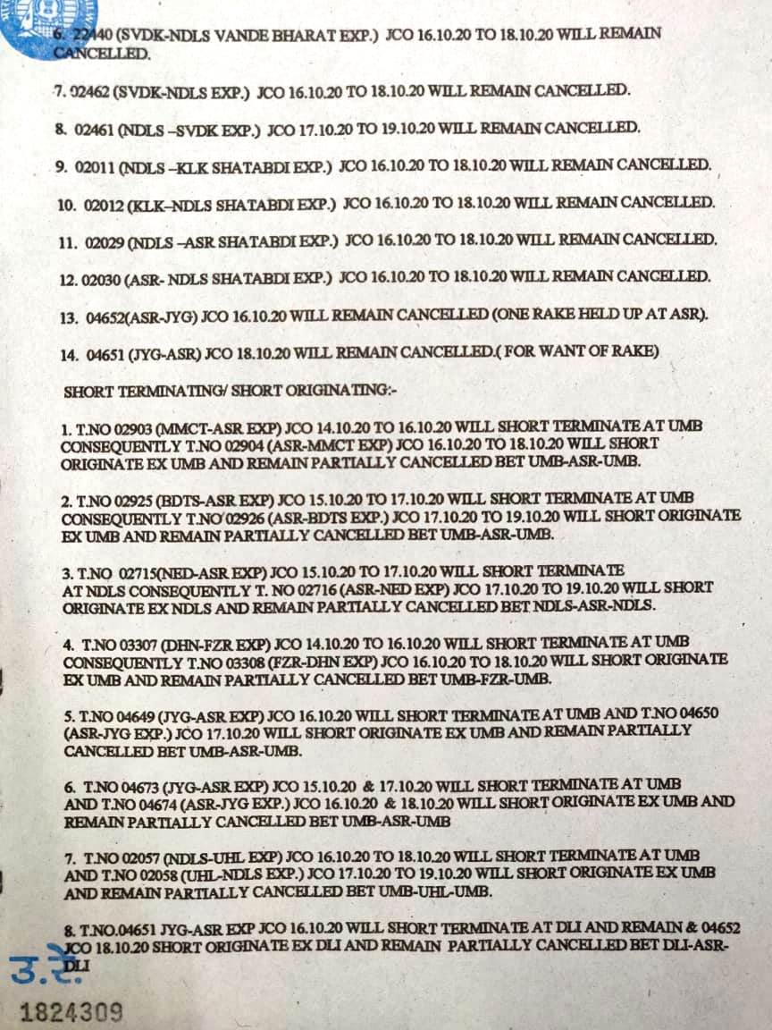 Railways issue three days train handling plan